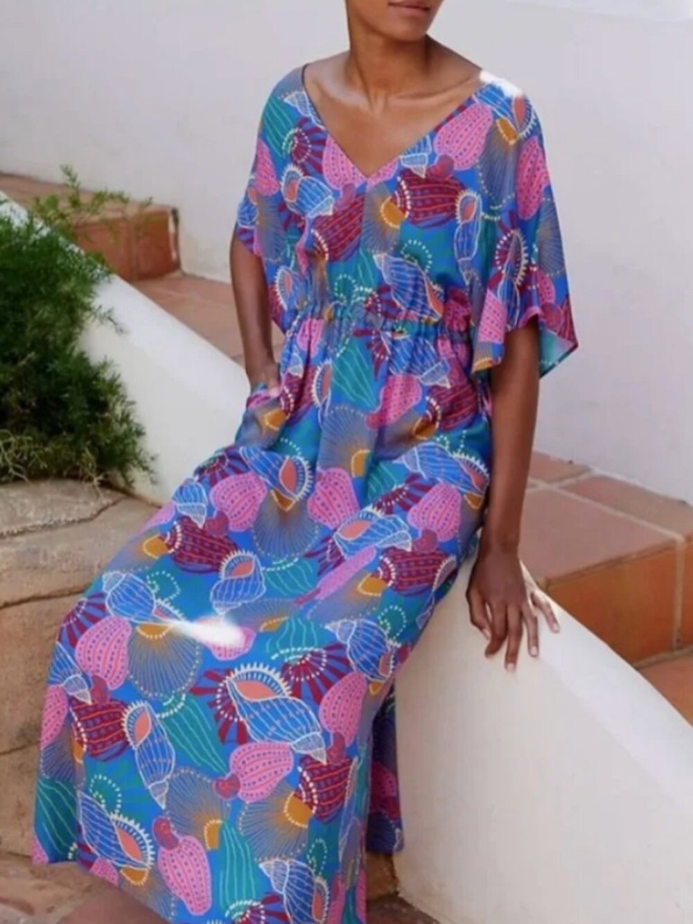 Farm Rio x Anthropology Seashell Cover up Maxi Dress